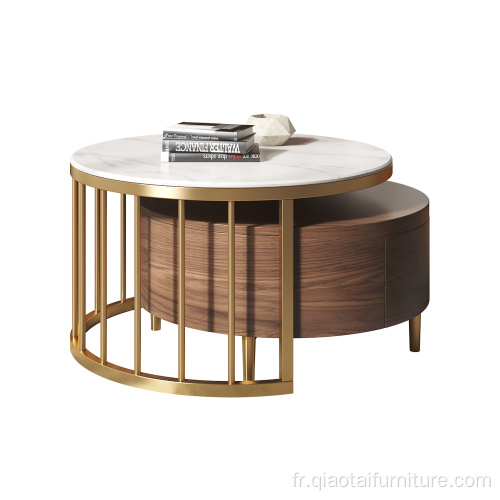 Table basse ronde de rangement en MDF